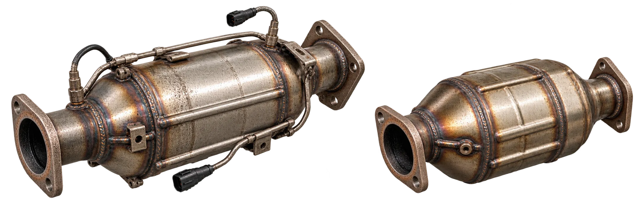Dieselpartikelfilter und Katalysator nebeneinander